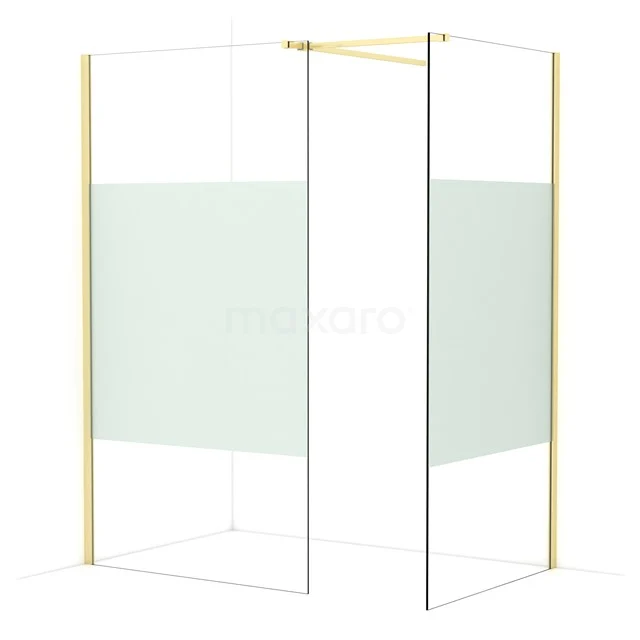 Diamond Walk-in shower | 110x100 cm Light gold Clear with matt strip 2 fixed walls IDB1110513LG