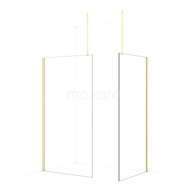 Diamond Walk-in shower | 110x100 cm Light gold Clear glass 2 fixed walls IDB1110910LG