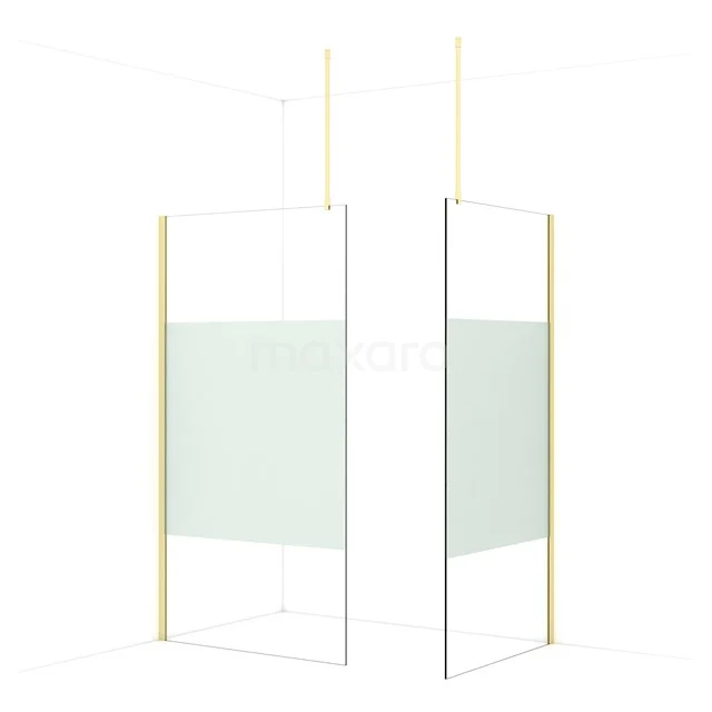 Diamond Walk-in shower | 110x100 cm Light gold Clear with matt strip 2 fixed walls IDB1110913LG
