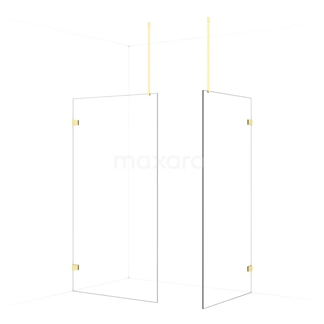 Diamond Walk-in shower | 110x100 cm Light gold Clear glass 2 fixed walls IDB1110920LG