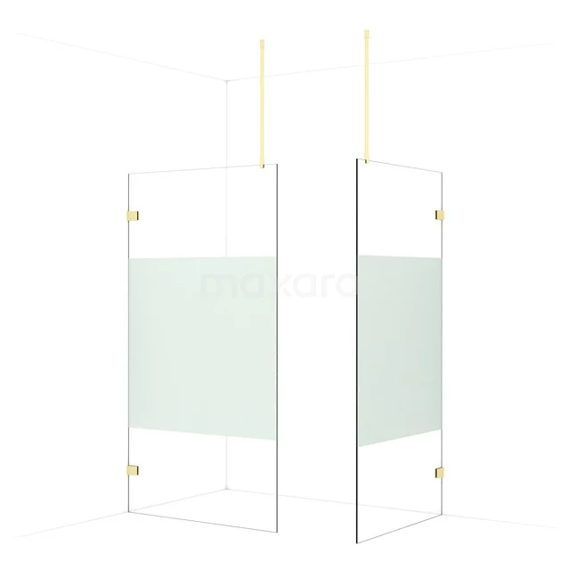 Diamond Walk-in shower | 110x100 cm Light gold Clear with matt strip 2 fixed walls IDB1110923LG