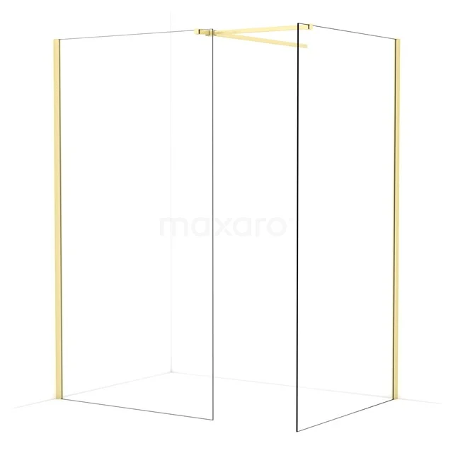 Diamond Walk-in shower | 110x110 cm Light gold Clear glass 2 fixed walls IDB1111510LG