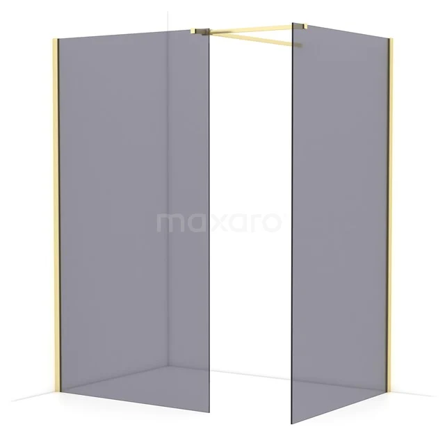 Diamond Walk-in shower | 110x110 cm Light gold Smoke glass 2 fixed walls IDB1111511LG