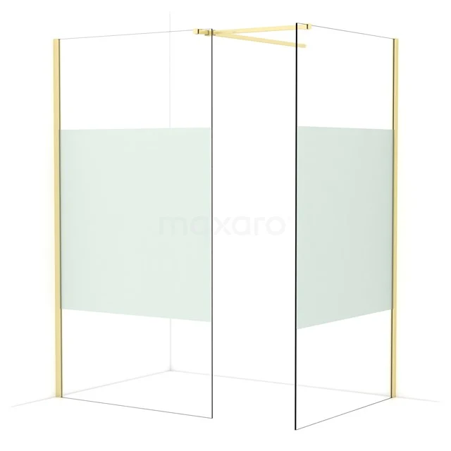 Diamond Walk-in shower | 110x110 cm Light gold Clear with matt strip 2 fixed walls IDB1111513LG