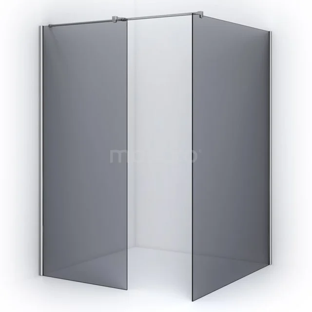 Corner shower cabin with black frame, glass wall and minimalist design; perfect addition to a modern bathroom.