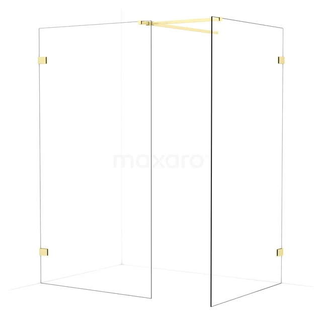 Diamond Walk-in shower | 110x110 cm Light gold Clear glass 2 fixed walls IDB1111520LG