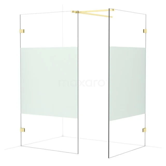 Diamond Walk-in shower | 110x110 cm Light gold Clear with matt strip 2 fixed walls IDB1111523LG
