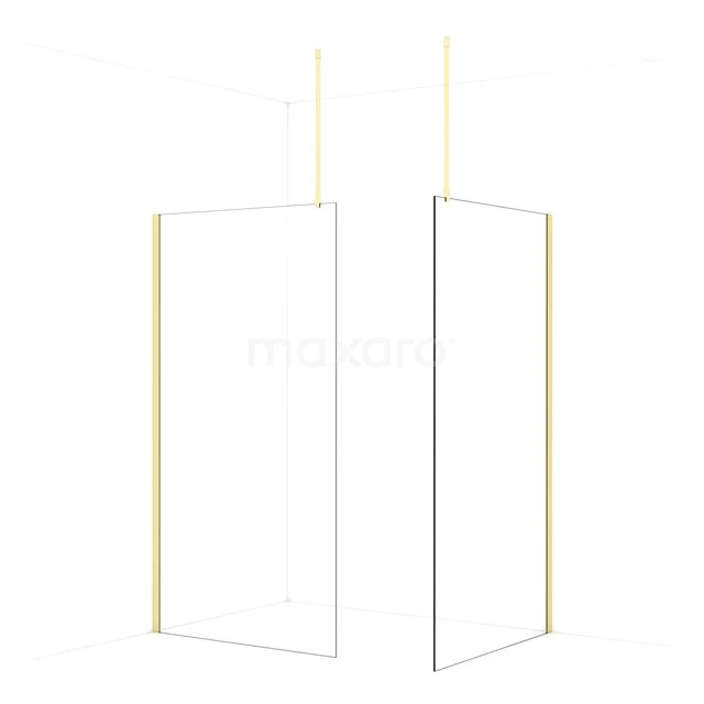 Diamond Walk-in shower | 110x110 cm Light gold Clear glass 2 fixed walls IDB1111910LG