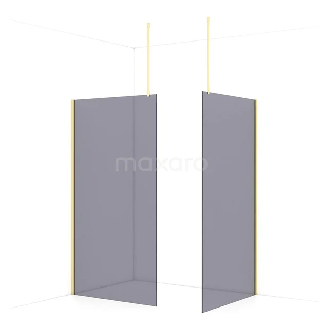 Diamond Walk-in shower | 110x110 cm Light gold Smoke glass 2 fixed walls IDB1111911LG