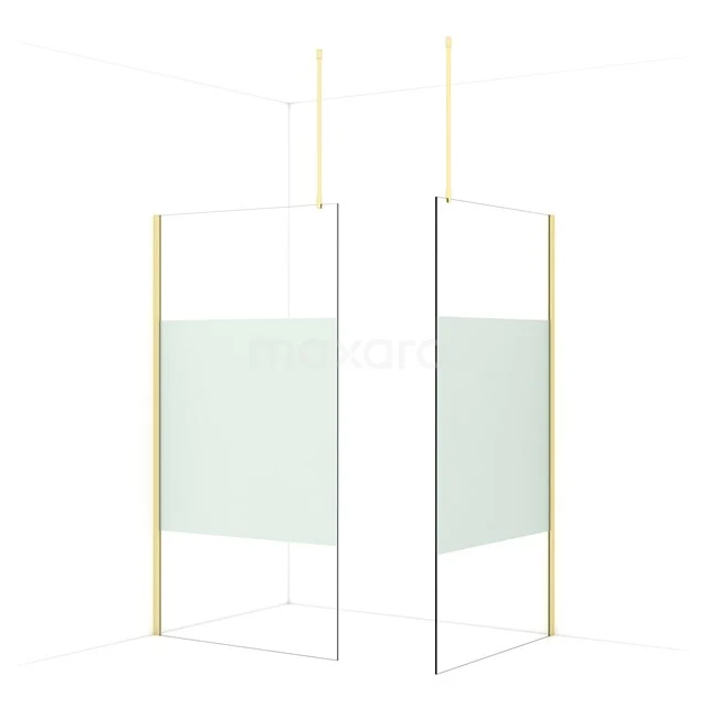 Diamond Walk-in shower | 110x110 cm Light gold Clear with matt strip 2 fixed walls IDB1111913LG