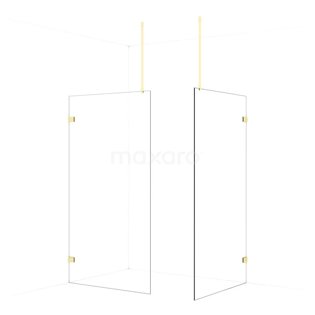 Diamond Walk-in shower | 110x110 cm Light gold Clear glass 2 fixed walls IDB1111920LG
