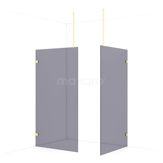Diamond Walk-in shower | 110x110 cm Light gold Smoke glass 2 fixed walls IDB1111921LG
