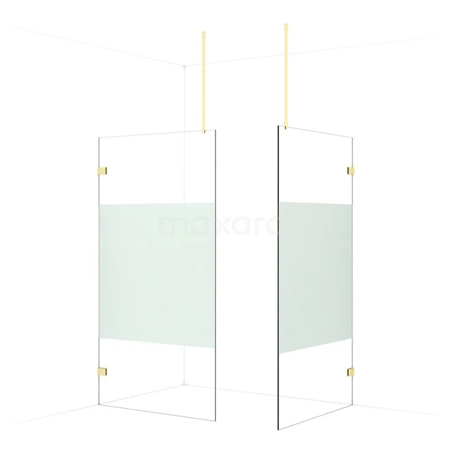 Diamond Walk-in shower | 110x110 cm Light gold Clear with matt strip 2 fixed walls IDB1111923LG
