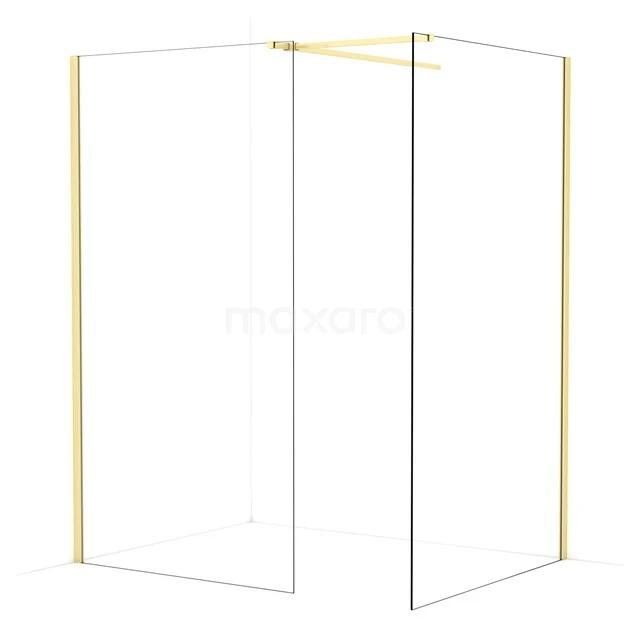Diamond Walk-in shower | 120x110 cm Light gold Clear glass 2 fixed walls IDB1112510LG