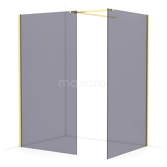Diamond Walk-in shower | 120x110 cm Light gold Smoke glass 2 fixed walls IDB1112511LG