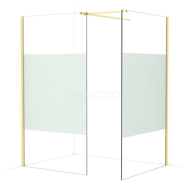 Diamond Walk-in shower | 120x110 cm Light gold Clear with matt strip 2 fixed walls IDB1112513LG