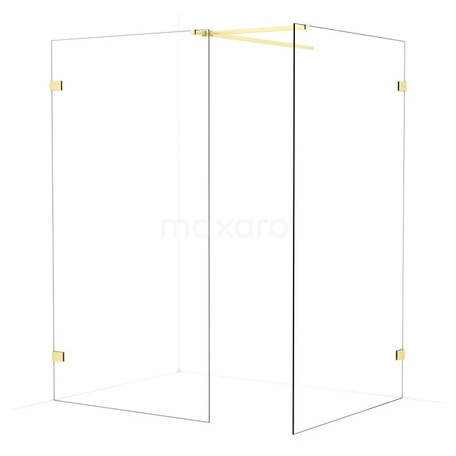 Diamond Walk-in shower | 120x110 cm Light gold Clear glass 2 fixed walls IDB1112520LG