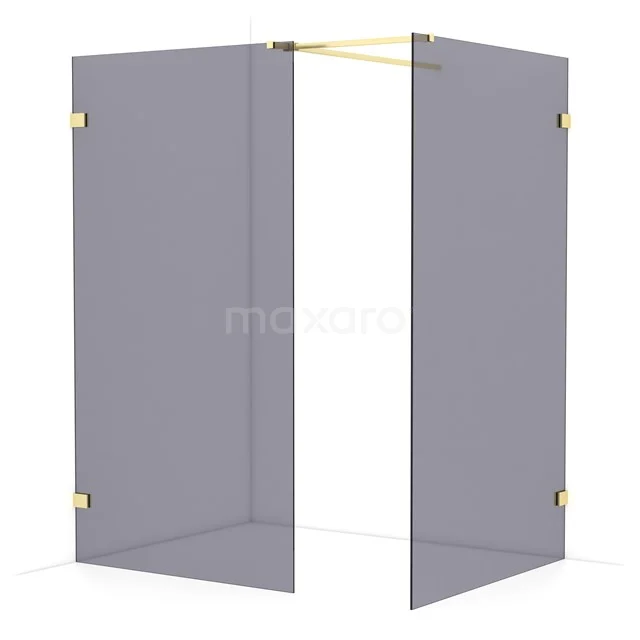 Diamond Walk-in shower | 120x110 cm Light gold Smoke glass 2 fixed walls IDB1112521LG