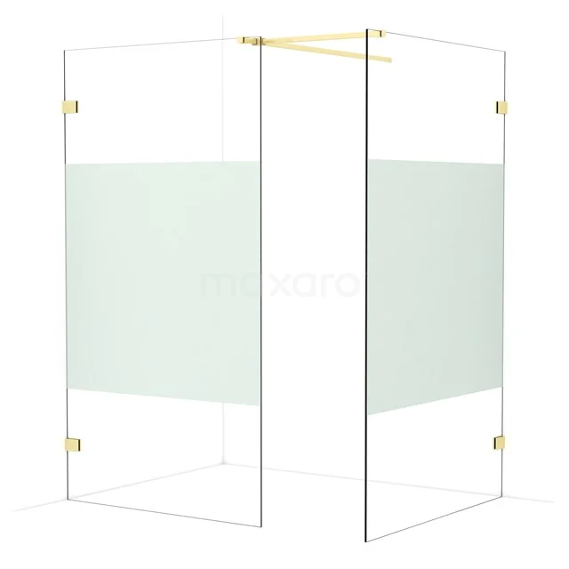 Diamond Walk-in shower | 120x110 cm Light gold Clear with matt strip 2 fixed walls IDB1112523LG