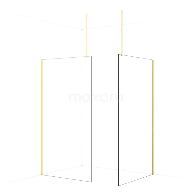 Diamond begehbare Dusche | 120x110 cm Helles Gold  2 feste Wände IDB1112910LG