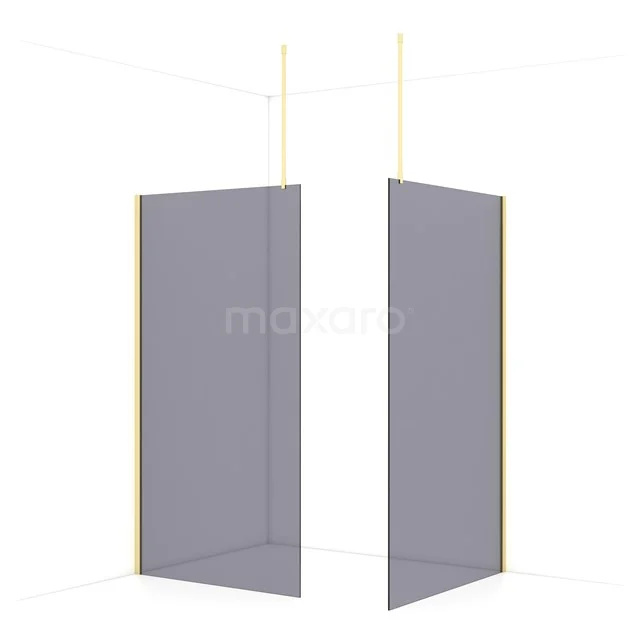Diamond Walk-in shower | 120x110 cm Light gold Smoke glass 2 fixed walls IDB1112911LG