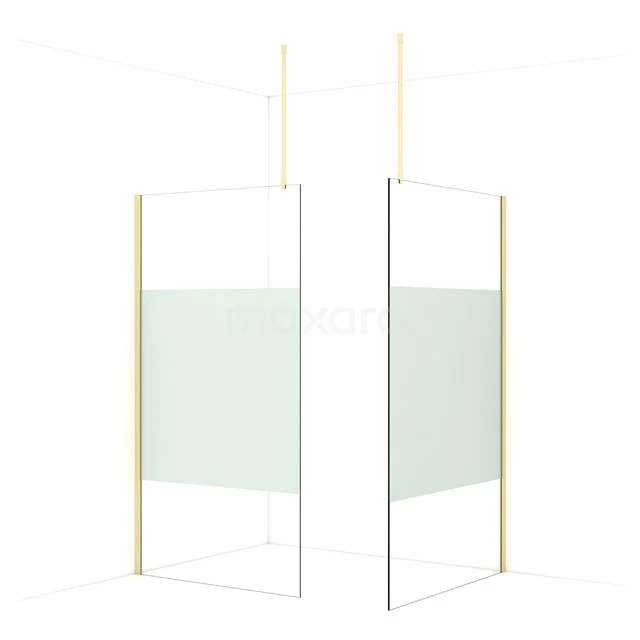 Diamond Walk-in shower | 120x110 cm Light gold Clear with matt strip 2 fixed walls IDB1112913LG