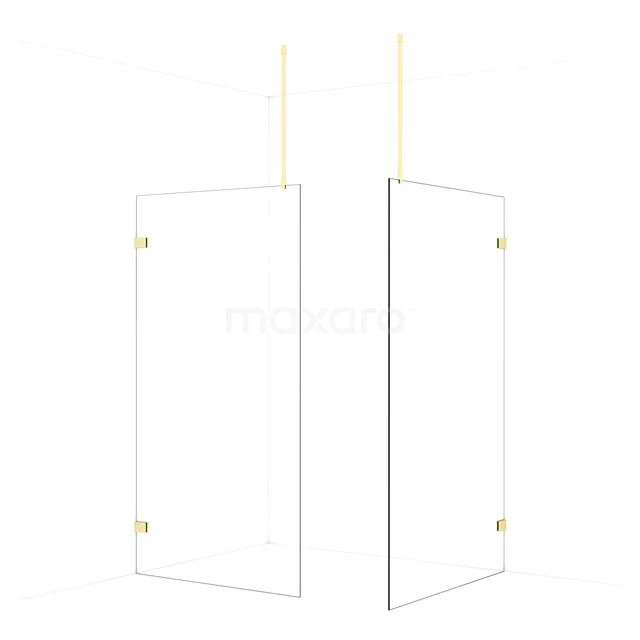 Diamond Walk-in shower | 120x110 cm Light gold Clear glass 2 fixed walls IDB1112920LG