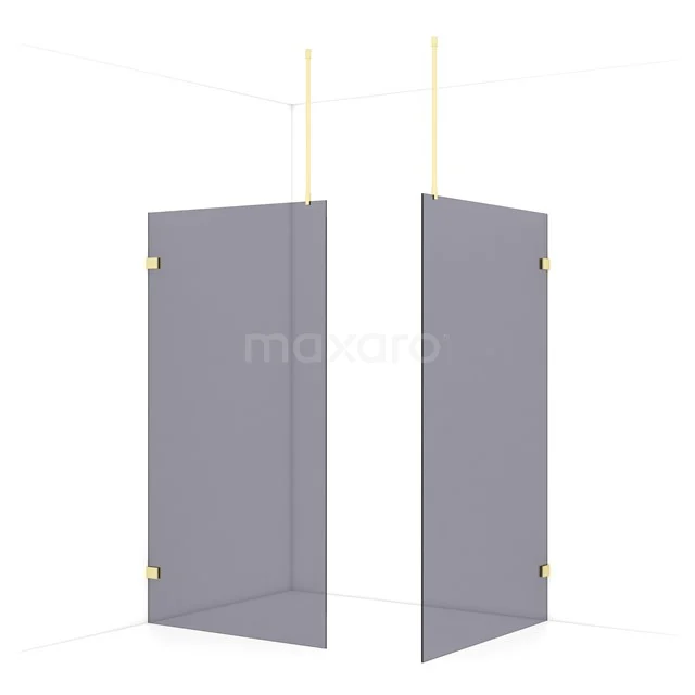 Diamond Walk-in shower | 120x110 cm Light gold Smoke glass 2 fixed walls IDB1112921LG