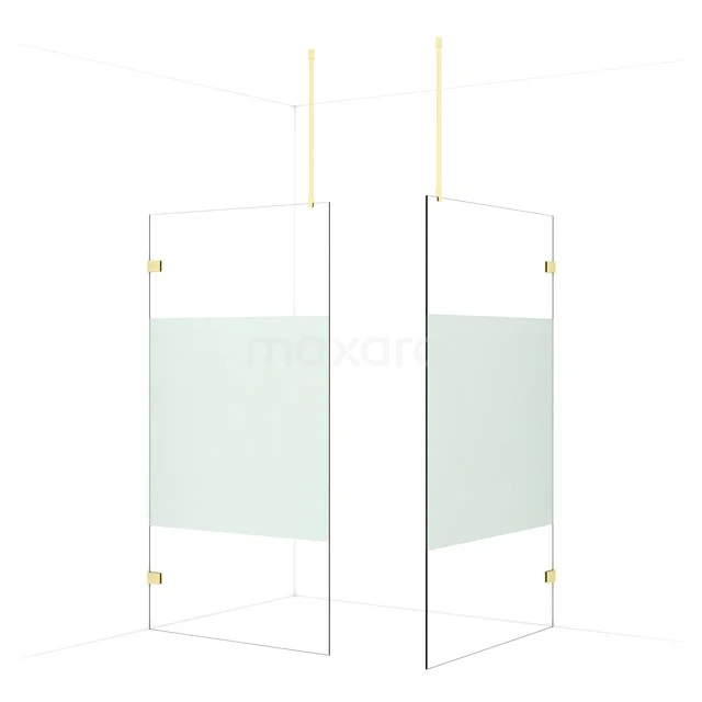 Diamond Walk-in shower | 120x110 cm Light gold Clear with matt strip 2 fixed walls IDB1112923LG