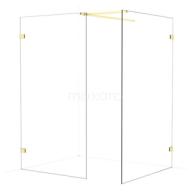 Diamond Walk-in shower | 130x110 cm Light gold Clear glass 2 fixed walls IDB1113520LG
