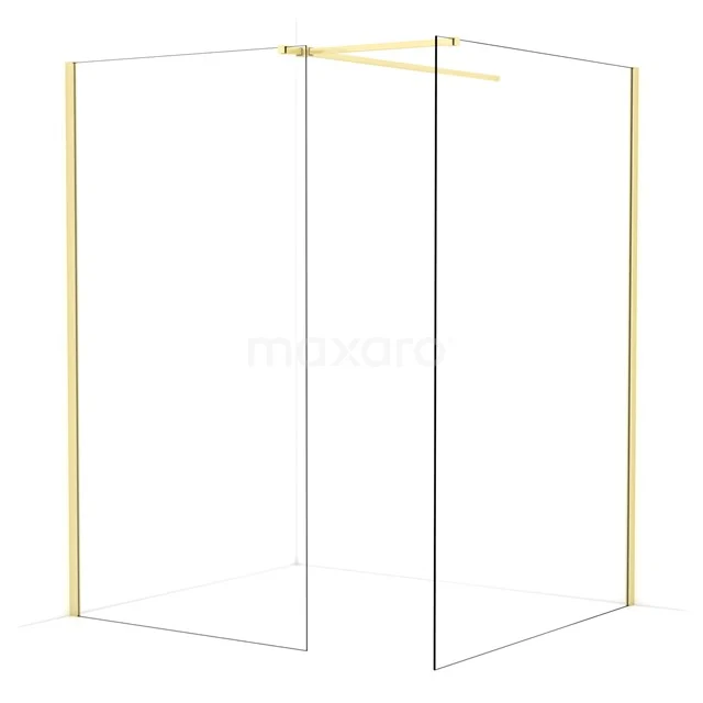 Diamond Walk-in shower | 140x110 cm Light gold Clear glass 2 fixed walls IDB1114510LG