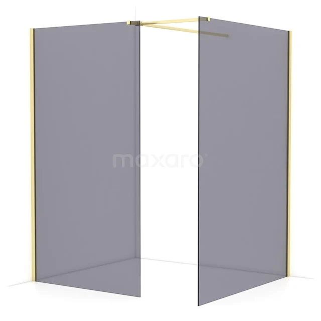 Diamond Walk-in shower | 140x110 cm Light gold Smoke glass 2 fixed walls IDB1114511LG