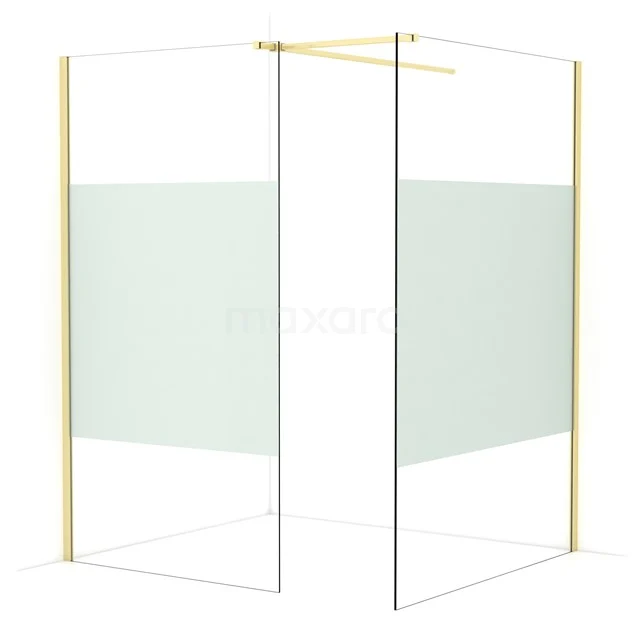 Diamond Walk-in shower | 140x110 cm Light gold Clear with matt strip 2 fixed walls IDB1114513LG