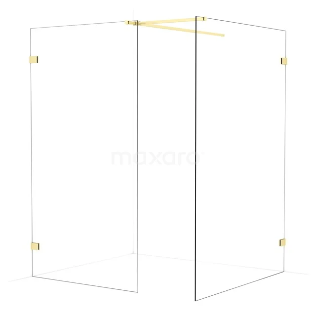 Diamond Walk-in shower | 140x110 cm Light gold Clear glass 2 fixed walls IDB1114520LG