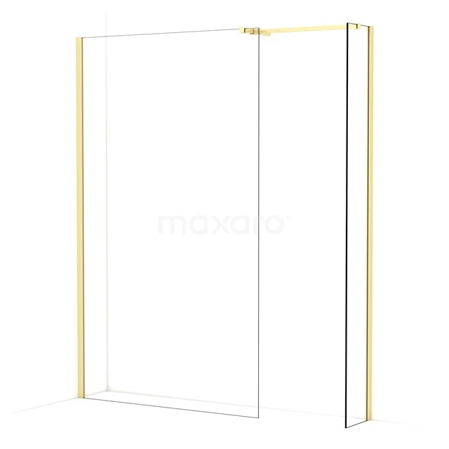 Diamond Walk-in shower | 120x30 cm Light gold Clear glass 2 fixed walls IDB1203510LG