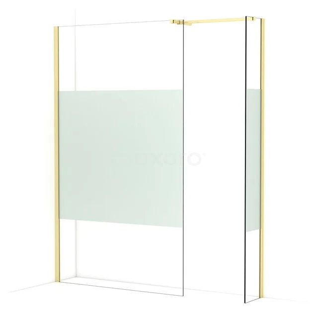 Diamond Walk-in shower | 120x30 cm Light gold Clear with matt strip 2 fixed walls IDB1203513LG