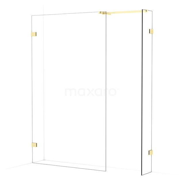 Diamond Walk-in shower | 120x30 cm Light gold Clear glass 2 fixed walls IDB1203520LG