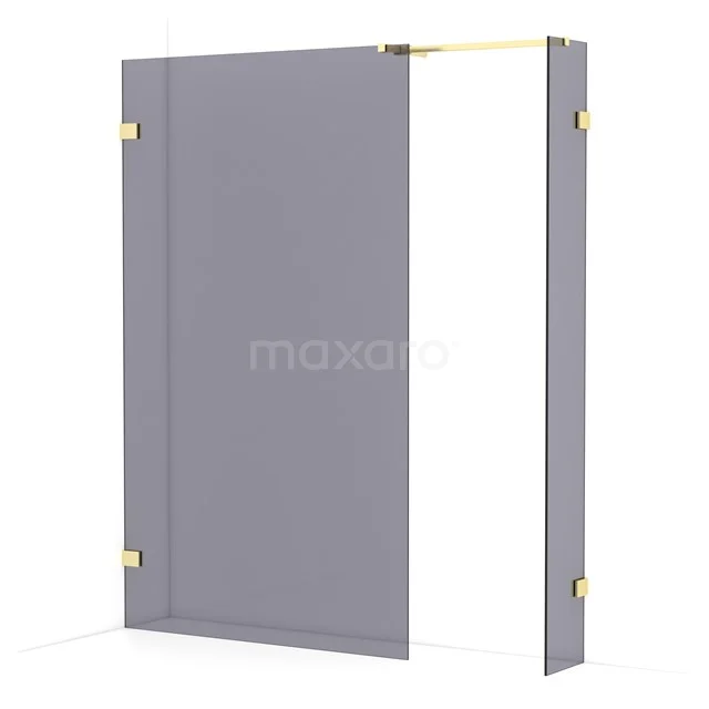 Diamond Walk-in shower | 120x30 cm Light gold Smoke glass 2 fixed walls IDB1203521LG