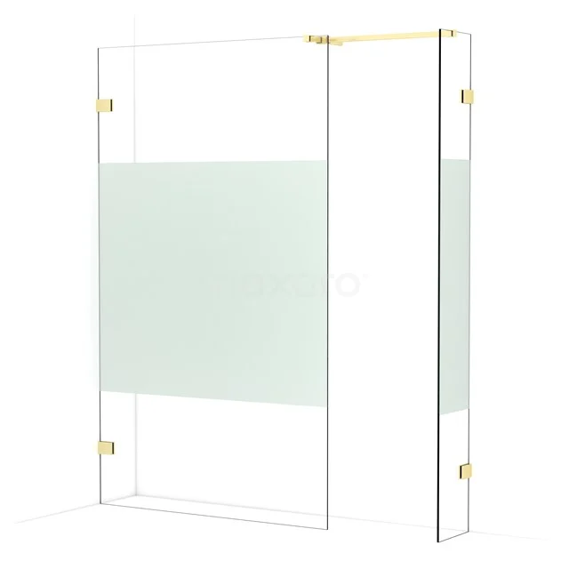 Diamond Walk-in shower | 120x30 cm Light gold Clear with matt strip 2 fixed walls IDB1203523LG