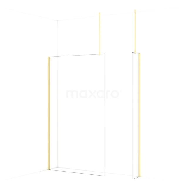 Diamond Walk-in shower | 120x30 cm Light gold Clear glass 2 fixed walls IDB1203910LG