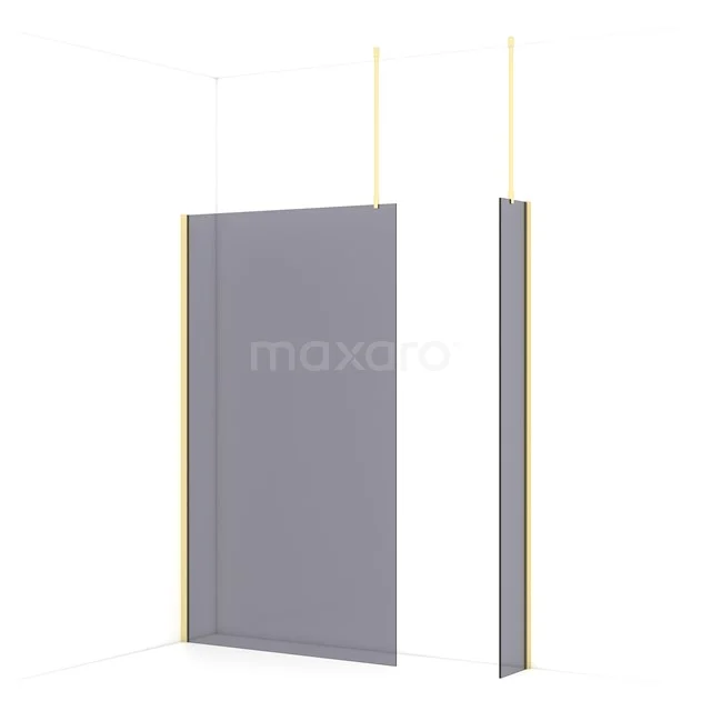 Diamond Walk-in shower | 120x30 cm Light gold Smoke glass 2 fixed walls IDB1203911LG