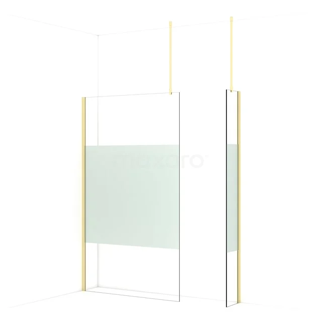 Diamond Walk-in shower | 120x30 cm Light gold Clear with matt strip 2 fixed walls IDB1203913LG