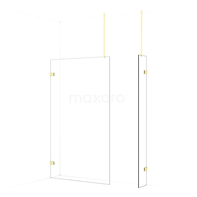 Diamond Walk-in shower | 120x30 cm Light gold Clear glass 2 fixed walls IDB1203920LG