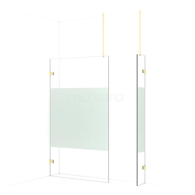 Diamond Walk-in shower | 120x30 cm Light gold Clear with matt strip 2 fixed walls IDB1203923LG