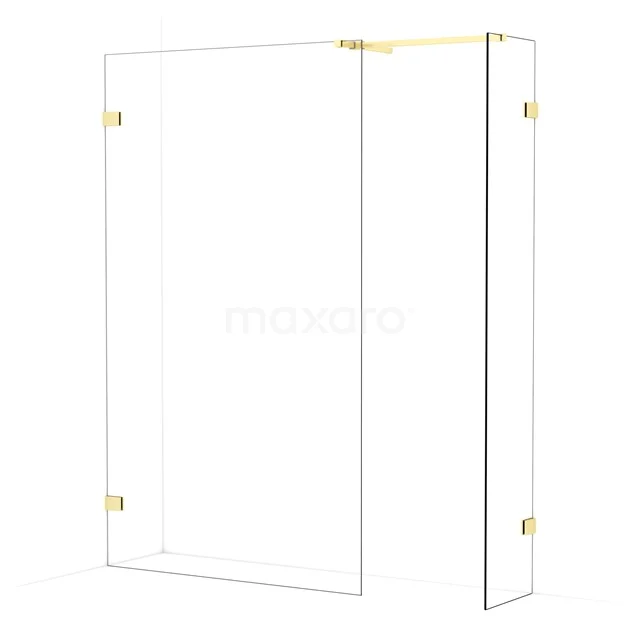 Diamond Walk-in shower | 120x40 cm Light gold Clear glass 2 fixed walls IDB1204520LG