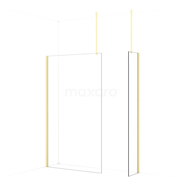 Diamond Walk-in shower | 120x40 cm Light gold Clear glass 2 fixed walls IDB1204910LG