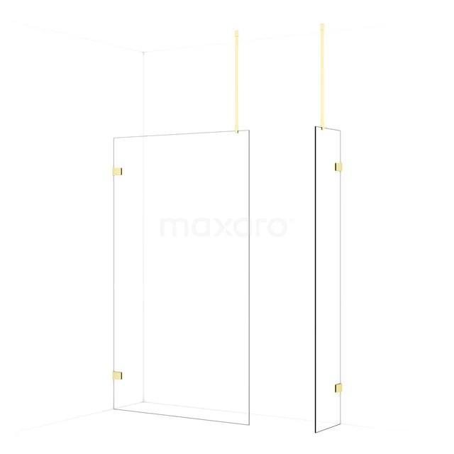 Diamond Walk-in shower | 120x40 cm Light gold Clear glass 2 fixed walls IDB1204920LG