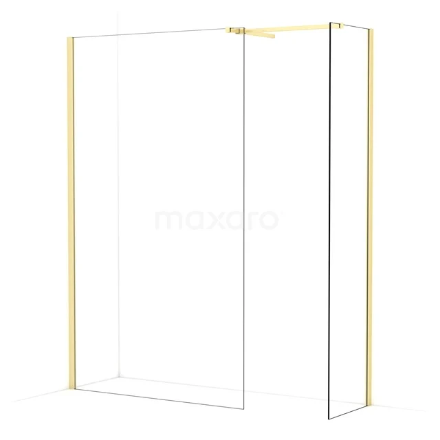 Diamond Walk-in shower | 120x50 cm Light gold Clear glass 2 fixed walls IDB1205510LG
