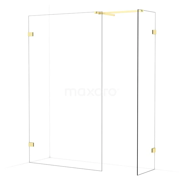 Diamond Walk-in shower | 120x50 cm Light gold Clear glass 2 fixed walls IDB1205520LG