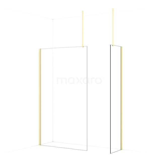 Diamond Walk-in shower | 120x50 cm Light gold Clear glass 2 fixed walls IDB1205910LG